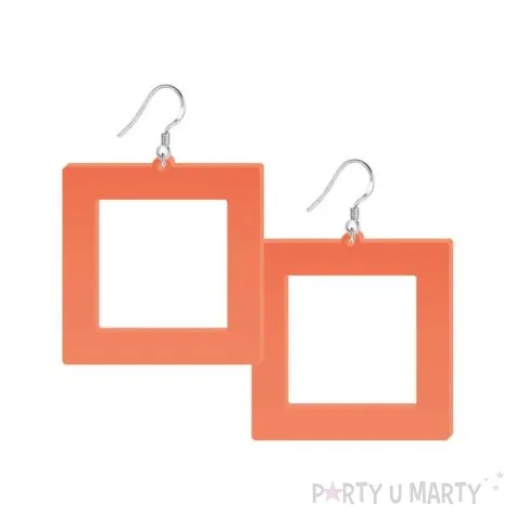 kolczyki neonowe kwadraty pomaranczowe 50 x 52 mm