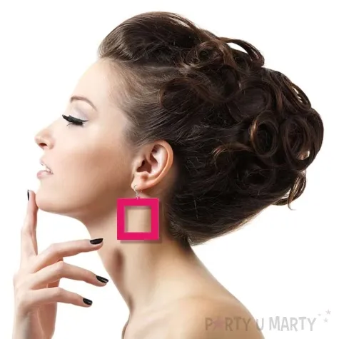 kolczyki neonowe kwadraty rozowe 50 x 52 mm