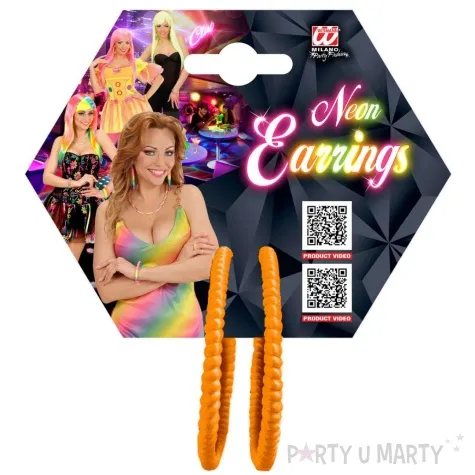 kolczyki neonowe spiralne polkola pomaranczowy widmann 2 szt
