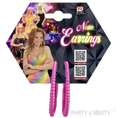 kolczyki neonowe spiralne polkola rozowy widmann 2 szt