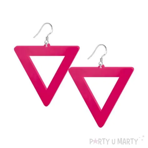 kolczyki neonowe trojkaty rozowe 55 x 57 mm