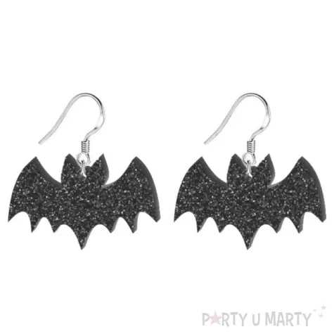 kolczyki nietoperze czarny brokat 38x28 mm