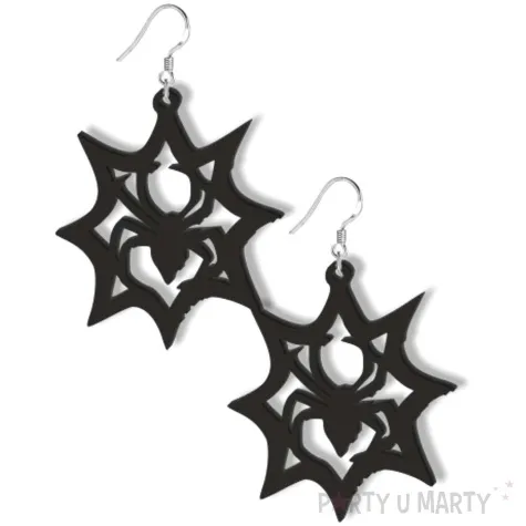 kolczyki pajaki w sieci czarne 50x60 mm