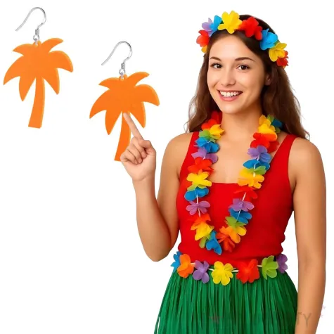 kolczyki palmy classic pomaranczowe 40x50 mm