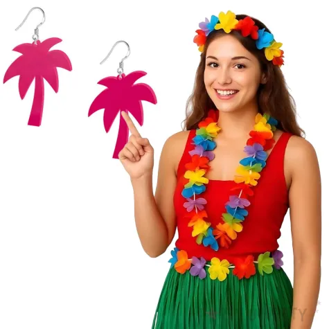 kolczyki palmy classic rozowe 40x50 mm