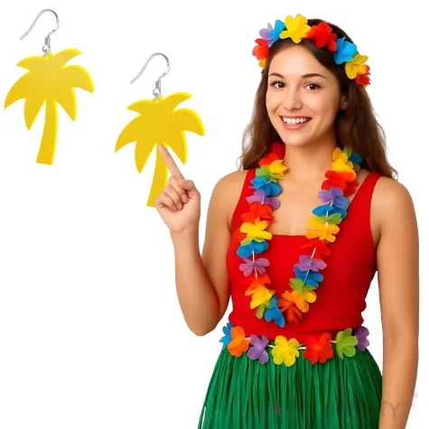 kolczyki palmy classic zolte 40x50 mm