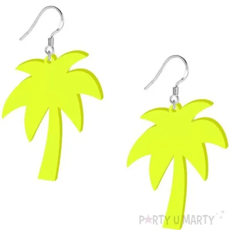 kolczyki palmy neonowe zolte 40x50 mm