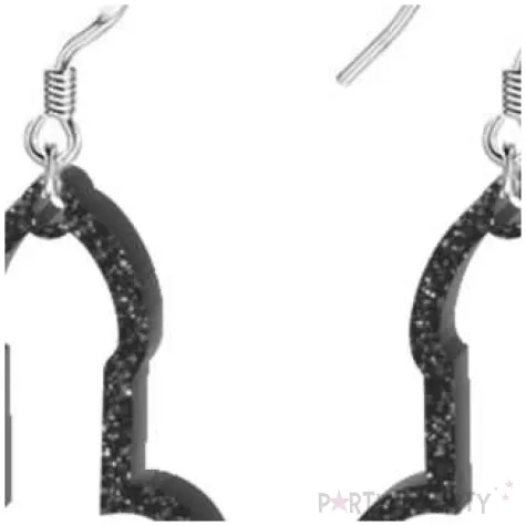 kolczyki peniski czarny brokat 22x33 mm