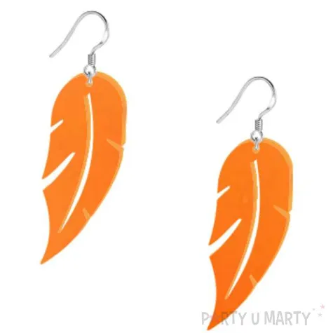 kolczyki piorka classic pomaranczowe 25x55 mm