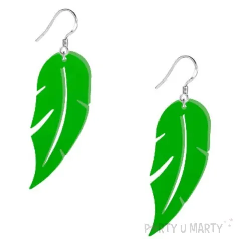 kolczyki piorka classic zielone 25x55 mm