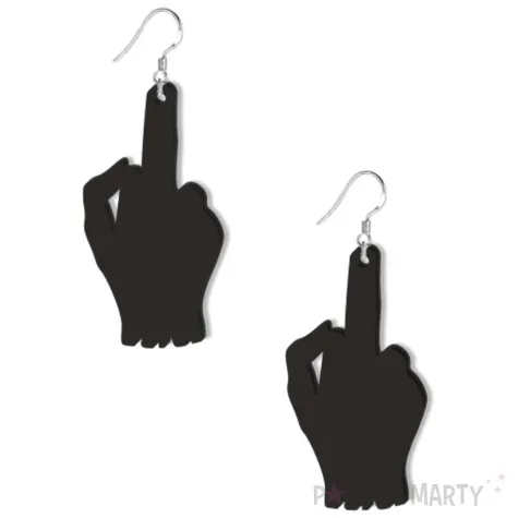 kolczyki reka w gescie fuck off czarne 60x33 mm