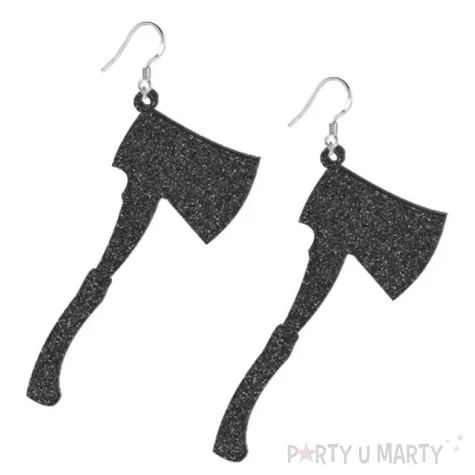 kolczyki siekiery mordercy czarne brokatowe 80x60 mm