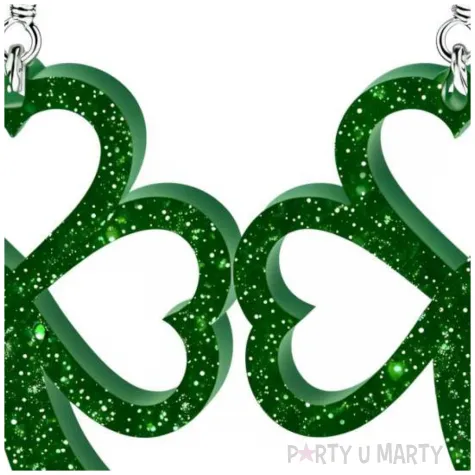 kolczyki sw patryk koniczynka obrys zielone brokatowe 33x35 mm