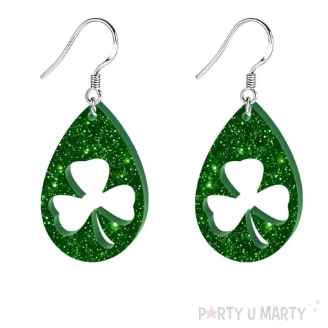 kolczyki sw patryk lezka zielone brokatowe 22x35 mm