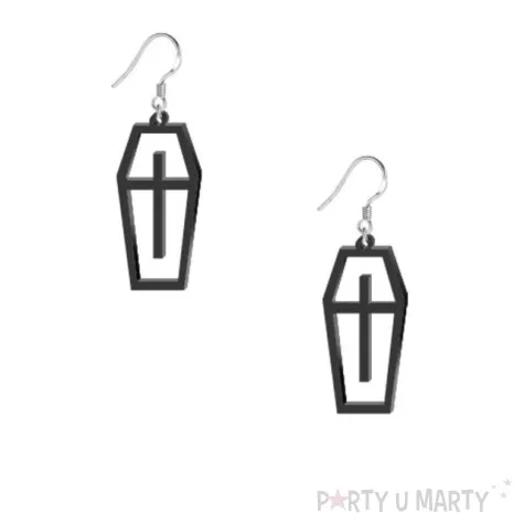 kolczyki trumny obrys czarne 60x30 mm