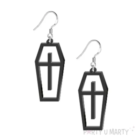 kolczyki trumny obrys czarne 60x30 mm