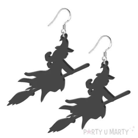 kolczyki wiedzma na miotle czarne 45x60 mm