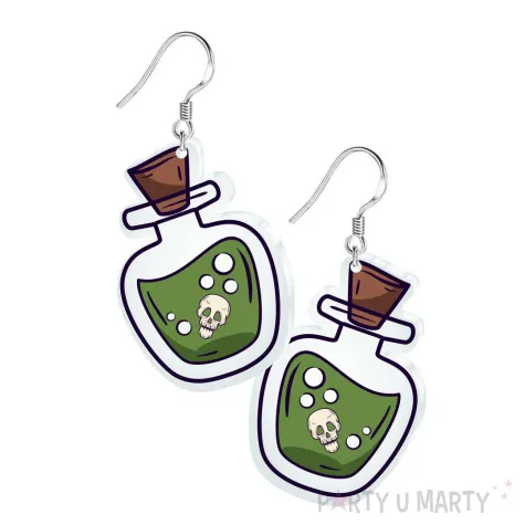 kolczyki z nadrukiem buteleczki z trucizna 30x42 mm