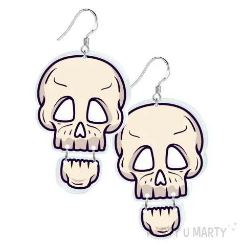 kolczyki z nadrukiem czaszka z ruchoma zuchwa 42x53 mm