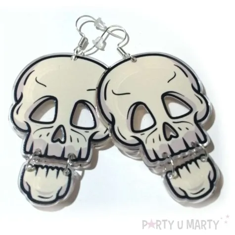 kolczyki z nadrukiem czaszka z ruchoma zuchwa 42x53 mm