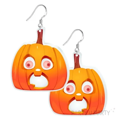 kolczyki z nadrukiem dynia z wystraszona mina 44x55 mm