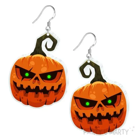kolczyki z nadrukiem dynia ze swiecacymi oczami 45x60 mm