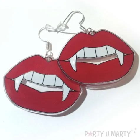 kolczyki z nadrukiem usta sexi wampirki 42x30 mm