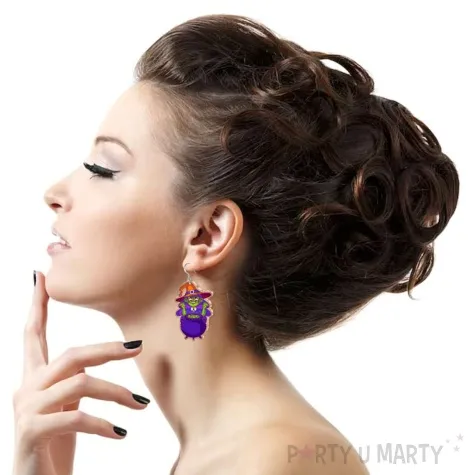 kolczyki z nadrukiem wiedzma przy kotle 30x48 mm