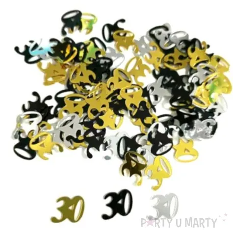 konfetti 30 urodziny zlote czarne srebrne godan 18 g