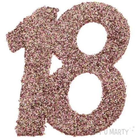 konfetti brokatowa liczba 18 rozowe zloto santex 7 cm 6 szt