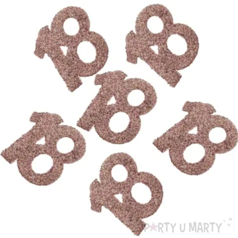 konfetti brokatowa liczba 18 rozowe zloto santex 7 cm 6 szt
