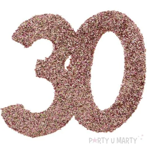 konfetti brokatowa liczba 30 rozowe zloto santex 7 cm 6 szt