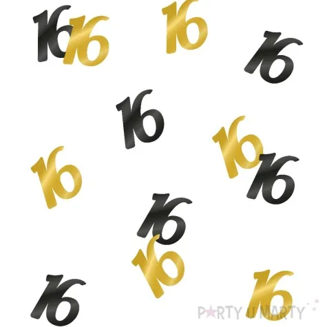 konfetti classy liczba 16 czarno zlote pd party 1 opak