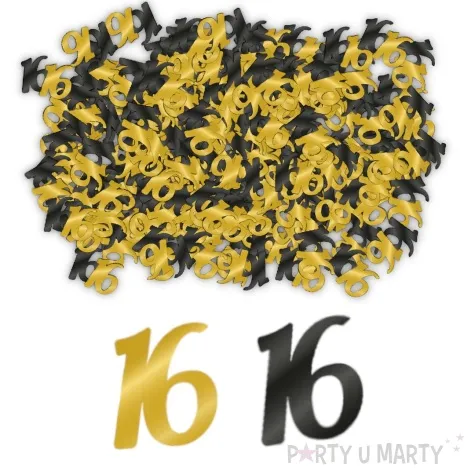 konfetti classy liczba 16 czarno zlote pd party 1 opak