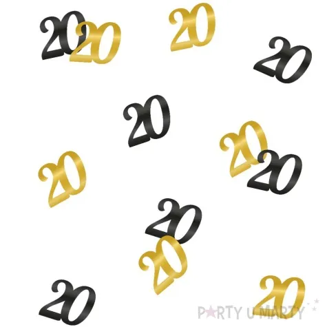 konfetti classy liczba 20 czarno zlote pd party 1 opak