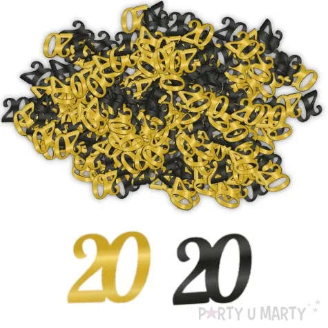 konfetti classy liczba 20 czarno zlote pd party 1 opak