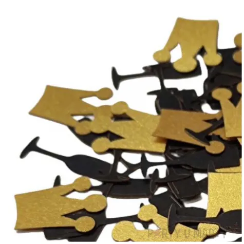 konfetti kieliszki i korony czarno zlote 1 opak