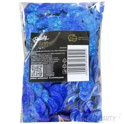 konfetti koleczka godan niebieskie holograficzne 2 cm 250 g