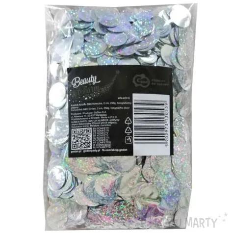konfetti koleczka godan srebrny holograficzny 2 cm 250 g
