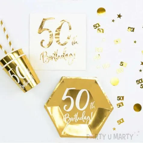 konfetti metalizowane liczba 50 zlote partydeco 15 g