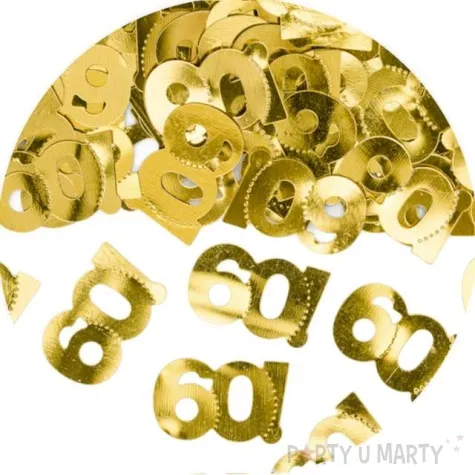 konfetti metalizowane liczba 60 zlote partydeco 15 g