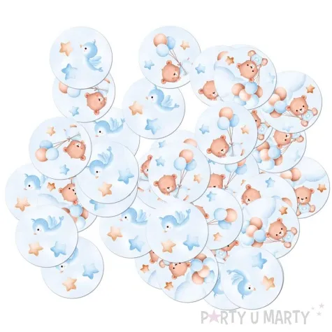 konfetti misie z balonikami blekitny congee 36 szt