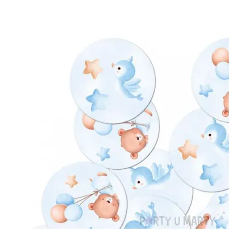 konfetti misie z balonikami blekitny congee 36 szt