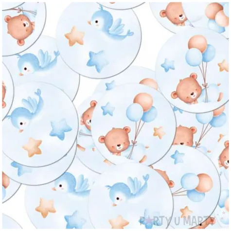 konfetti misie z balonikami blekitny congee 36 szt