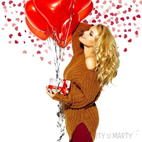 konfetti papierowe serca serduszka walentynki czerwono rozowe