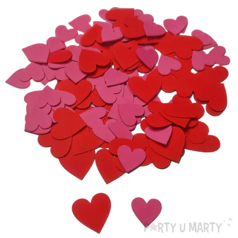 konfetti papierowe serca serduszka walentynki czerwono rozowe