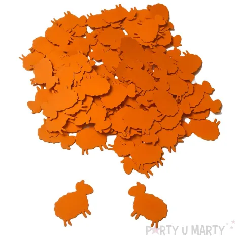 konfetti papierowe wielkanoc pomaranczowe baranki dekoracja stolu