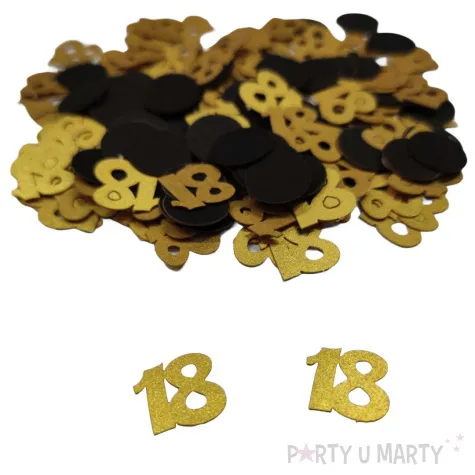konfetti urodziny cyfra 18 zloto czarny 1 opak
