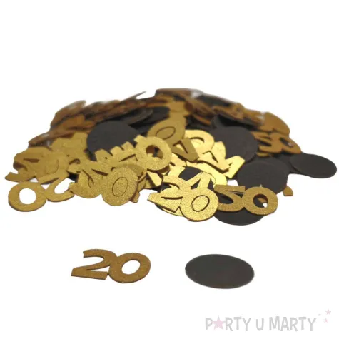 konfetti urodziny cyfra 20 zloto czarny 1 opak