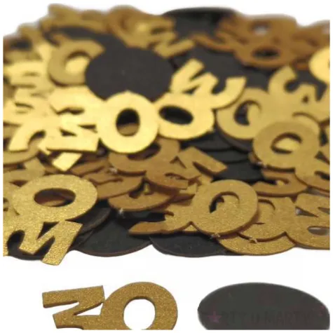konfetti urodziny cyfra 30 zloto czarny 1 opak